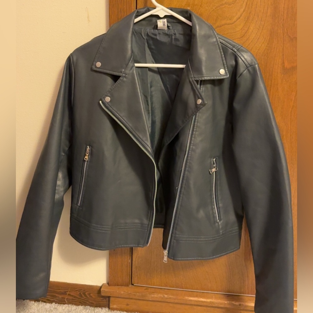 Double Zero Dark Gray Leather Jacket - Picture 2 of 5
